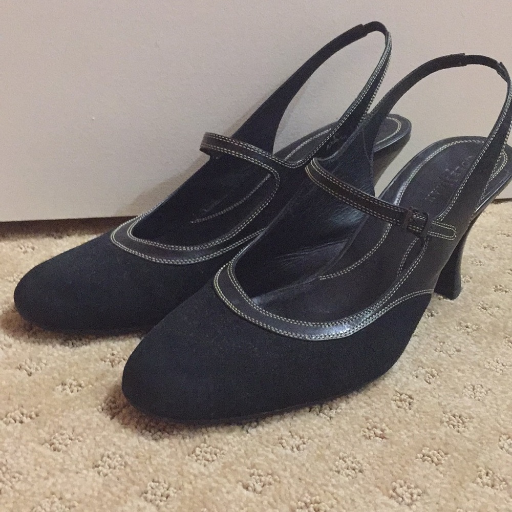 Cole Haan slingback suede Mary Janes.